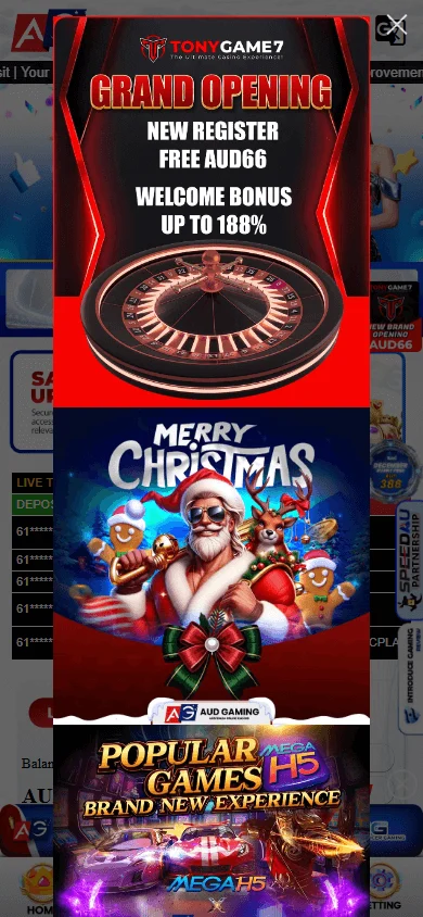 AUD Gaming Casino mobile browser home on a phone